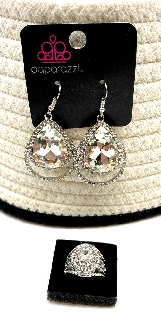 NEW Paparazzi Jewelry COCKTAIL RING & PEAR DROP EARRINGS Set-Size 7-10 Prom